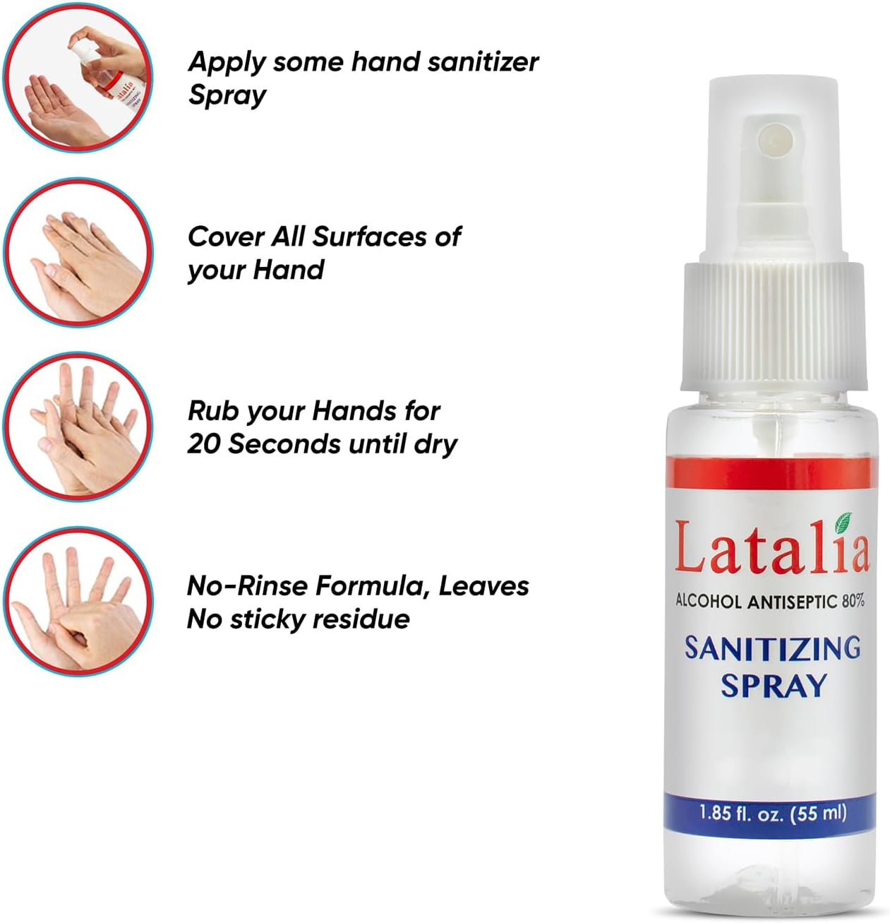 Hand Sanitizer Spray - Pack of 96 Unscented Spray Hand Sanitizer for Hands (1.85 fl. oz & 55ml)