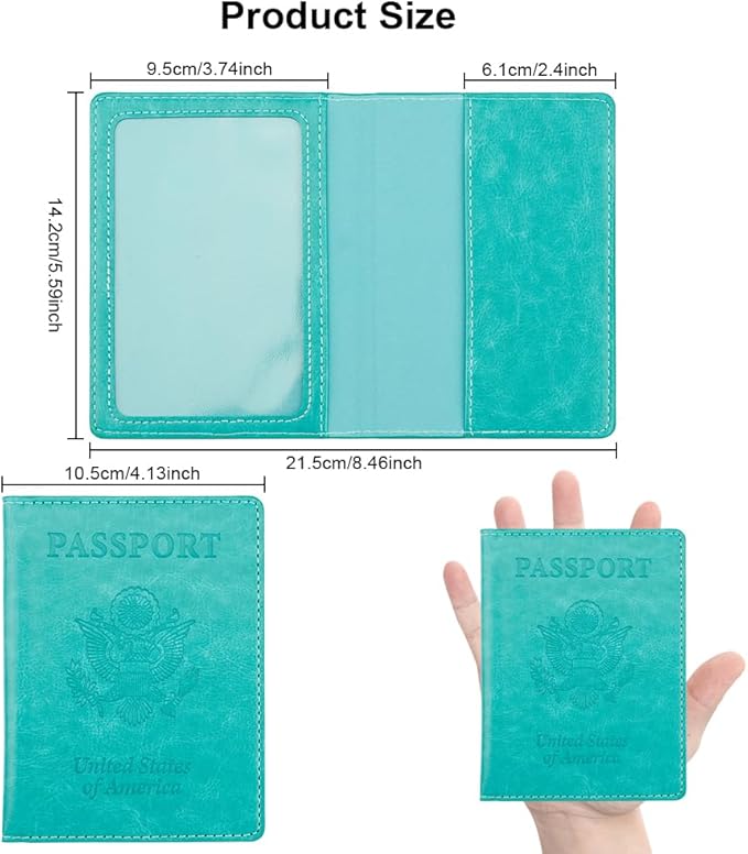 Passport Holder, Passport Holders Cover Case, 1 Pack Passport with Vaccine Card Slot, Travel Passport Wallet for Women Men, Travel Documents Organizer Protector Travel Essentials, Lake Blue