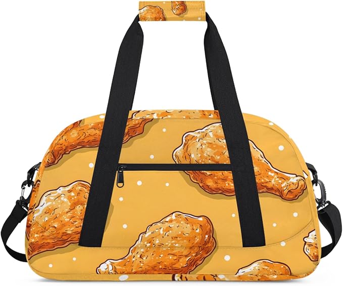 Cartoon Style Fried Chicken Kids-Duffel-Bags Gymnastics Dance Bag Carry-On Overnight Travel Gym Lightweight Dance Sports Bags For Girls Boys Kids，