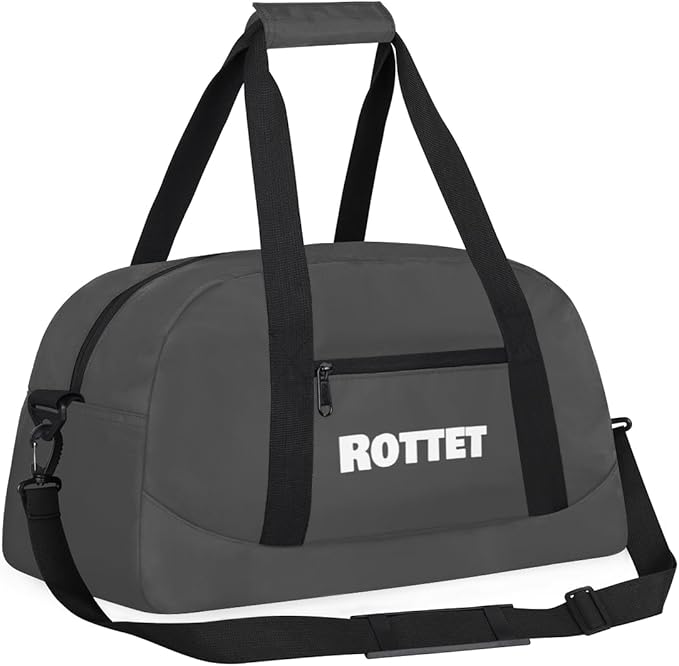 Grey Personalize Kids Duffel Bag With Custom Name Text Carry-On Overnight Travel Gym Lightweight Dance Sports Bags For Boys Girls Kids