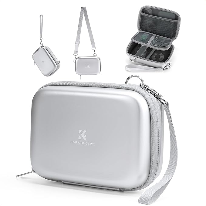 K&F CONCEPT Digital Small Camera Case, Compact Waterproof Small Camera Bag, Lightweight Camera Sling Bag for CCD/Sony DSCW800/DSCW830/Canon PowerShot - Silver