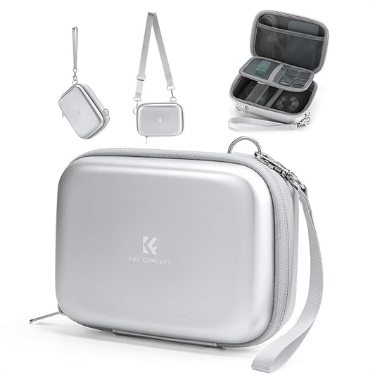 K&F CONCEPT Digital Small Camera Case, Compact Waterproof Small Camera Bag, Lightweight Camera Sling Bag for CCD/Sony DSCW800/DSCW830/Canon PowerShot - Silver