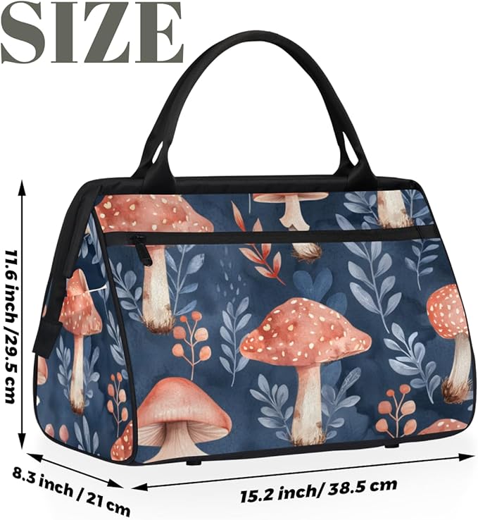 Mushrooms Overnight Weekender Bag for Women Men Travel Duffel Bags Waterproof Luggage Carry on Sports Yoga Gym Bag