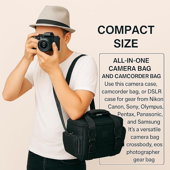 Extra Large Camera Bag Fully Padded Gadget Case with Dual Buckles for Sony,Nikon, Canon, Olympus, Pentax, Panasonic, Samsung & Many More SLR Cameras & Camcorders