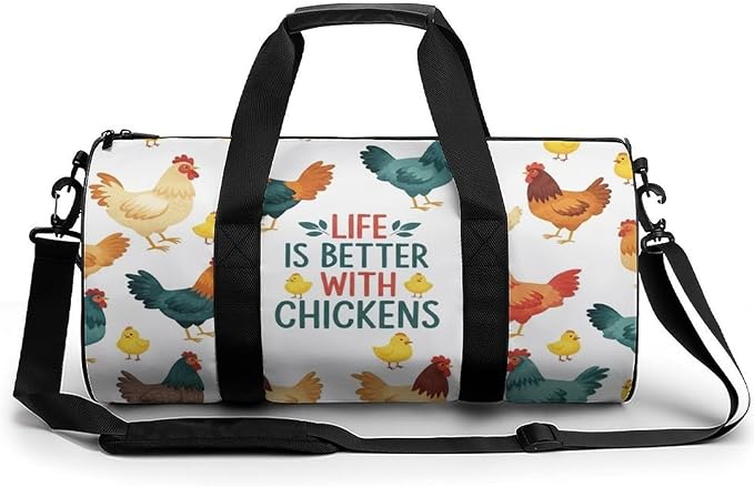Weekender Carry on Beach Yoga Overnight Luggage Bag Life Is Better with Chicken Rooster Gym Sports Duffle Bag Dance Gymnastics Bags