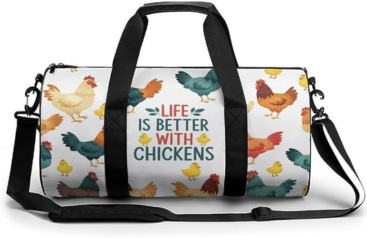 Weekender Carry on Beach Yoga Overnight Luggage Bag Life Is Better with Chicken Rooster Gym Sports Duffle Bag Dance Gymnastics Bags