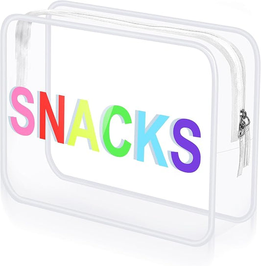 Clear Snack Bag Travel Zipper Pouch Makeup Cosmetic Bag 9.5" x 7" x 3.5" Large Beach Toiletry Pouch PVC Waterproof Transparent Organizer for Women Girl Summer