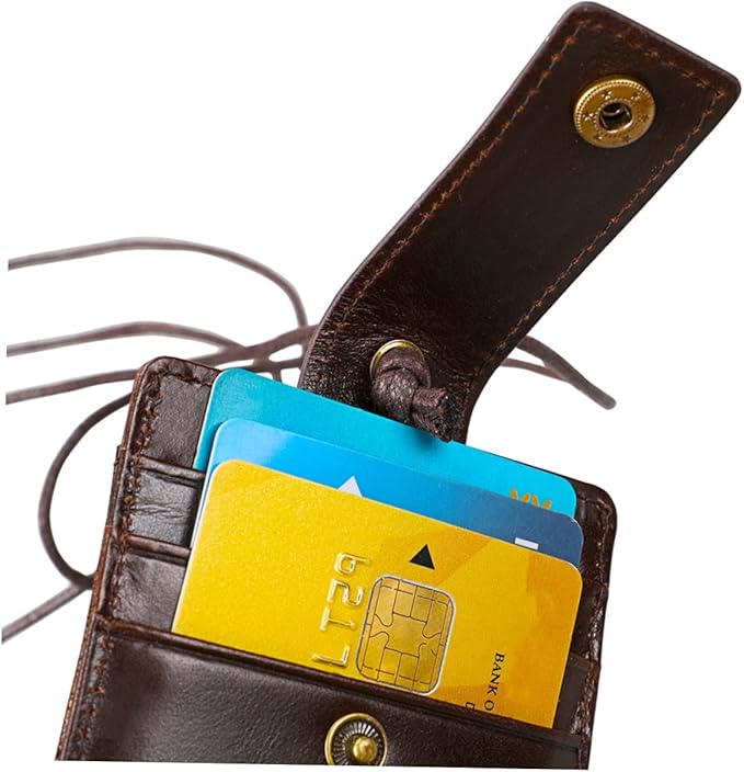 Blocking Wallet Badge Holder Lanyard Clips Leather Card Holder Sleeve for Credit Cards Name Protector
