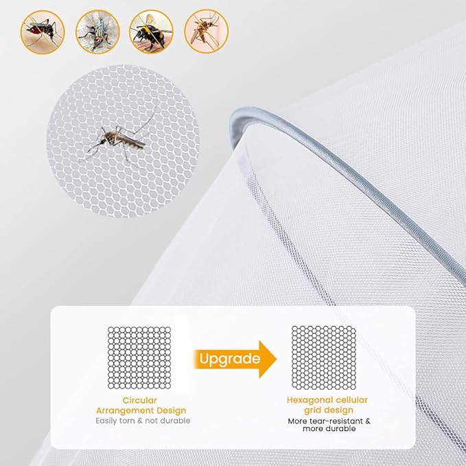 Orzbow Mosquito Net for Stroller | Universal Baby Bug Net for Strollers, Car Seats, Bassinets, Cradles, Mini Cribs, Breathable & Foldable Mosquito Cover with Travel Bag, Baby Summer Essentials, White