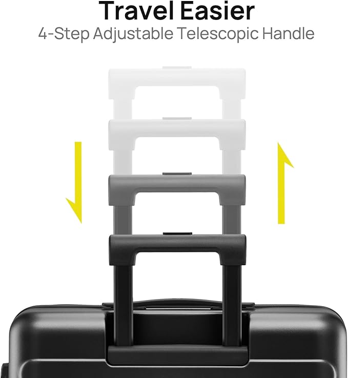 NINETYGO Medium Checked Luggage 26 Inch, Checking In Luggage with Smooth Spinner Wheels, Lightweight, Hard Shell PC Suitcase, Lightweight Travel Luggage, TSA Approved (Black, Rhine Basic)