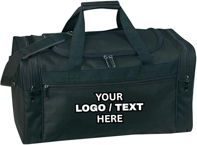 Custom Logo/Text Duffel Bag - Gym Travel Bag – Small & Large Sizes – Sports, Overnight, Team Bag with Shoulder Strap