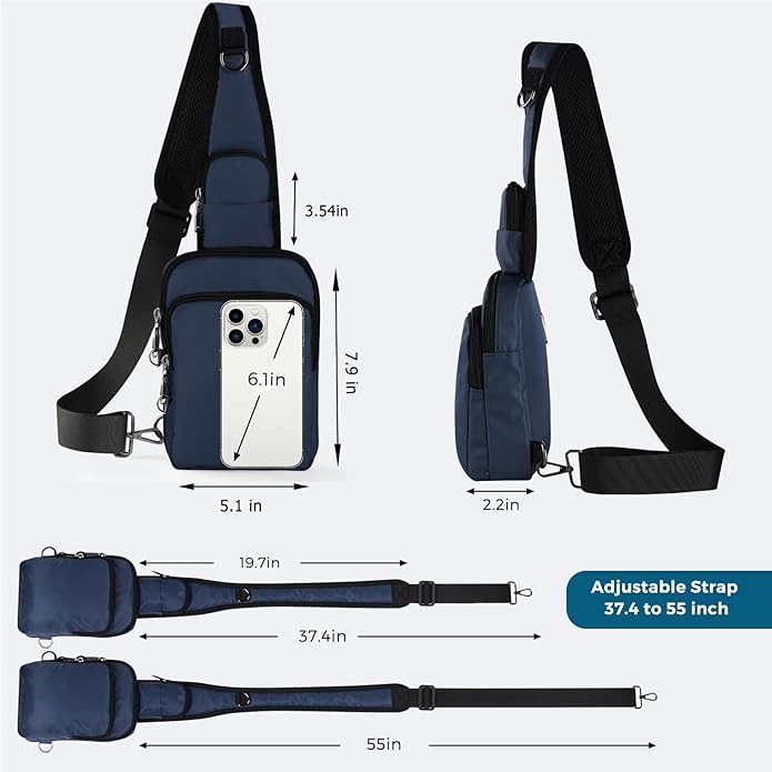 Sling Bag, Crossbody Bag with Zipper Lock, RFID & Water Resistant for Women and Men Small Chest Bag for Travel Casual