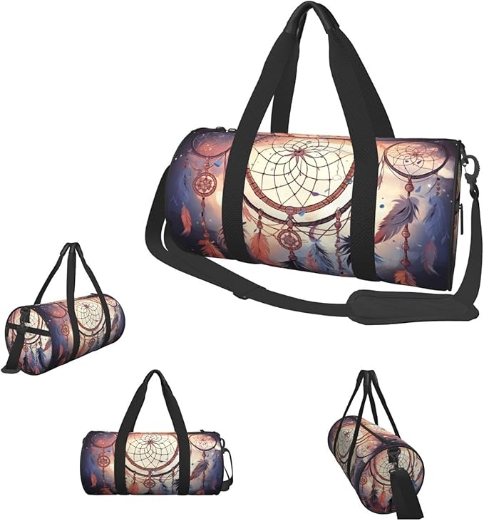 Native American Dream Catcher Sports Gym Bag for Women Men Travel Duffel Bag Tote Weekender Bag Canvas Carry on Overnight Bag for Travel Swimming Fitness Workout Sports Duffle Bag