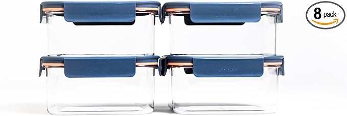 LocknLock LBF452RS4N Modular Plus Food Storage Container,8 set (4 containers & 4 Lids)- Navy
