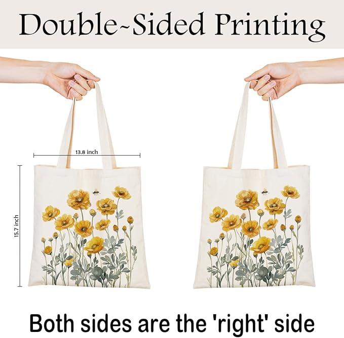 Canvas Tote Bag for Women, Vintage Print Handbag, Aesthetic Shopping Bag for Work Travel Beach, Everyday Shoulder Tote