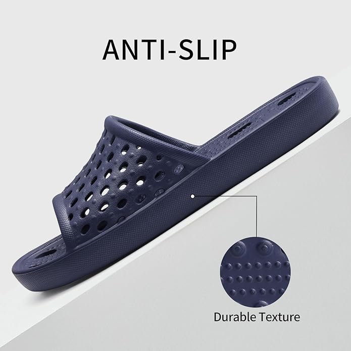 Litfun Shower Shoes for Women Non-Slip Quick Dry Shower Slippers Lightweight Pool Sandals with Drain Holes for College Dorm, Beach, Bathroom & Gym