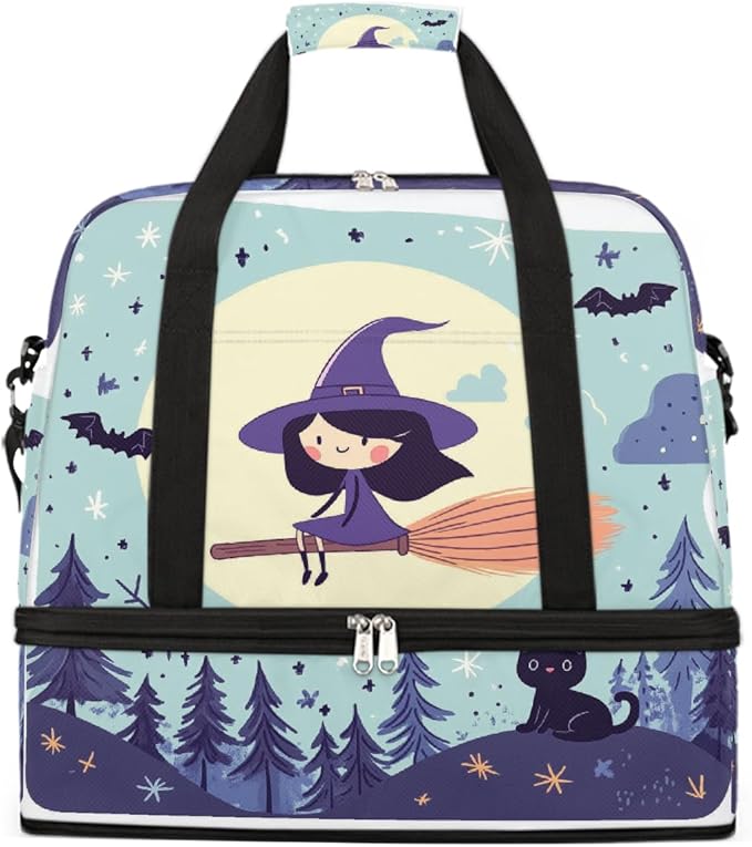 Cute Halloween Sports Duffel Bag Lightweight Gym Bag with Shoe Compartment Waterproof Travel Weekender Bag for Women and Men