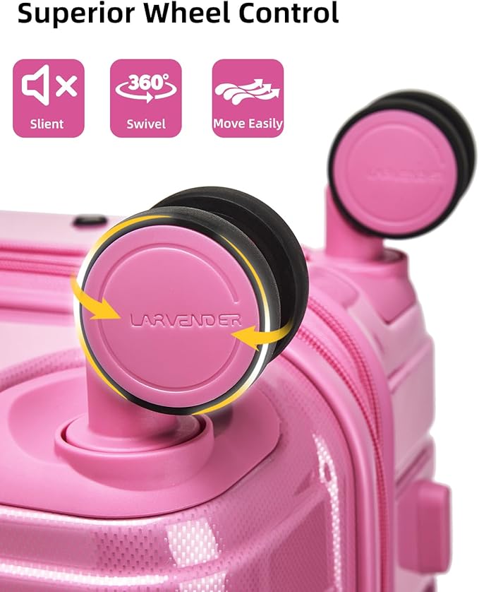 LARVENDER Luggage Sets 6 Piece Hardside Expandable Suitcase with Wheels TSA Lock, PC+ABS Hardshell Lightweight Travel Luggage Sets for Women, Glossy Berry, 6 Piece Set