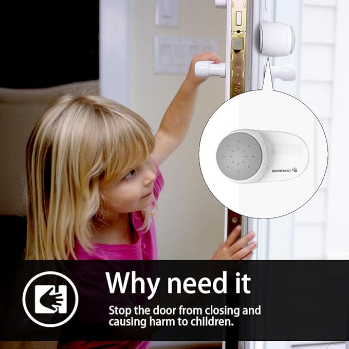 EUDEMON (2 Pack,White）Adjustable Door Guard Door Stop, Finger Pinch Guard,Revolving Door Stopper for Child Proofing, Pet Door Stopper,Easy to Install and Use Adhesive, no Tools Need