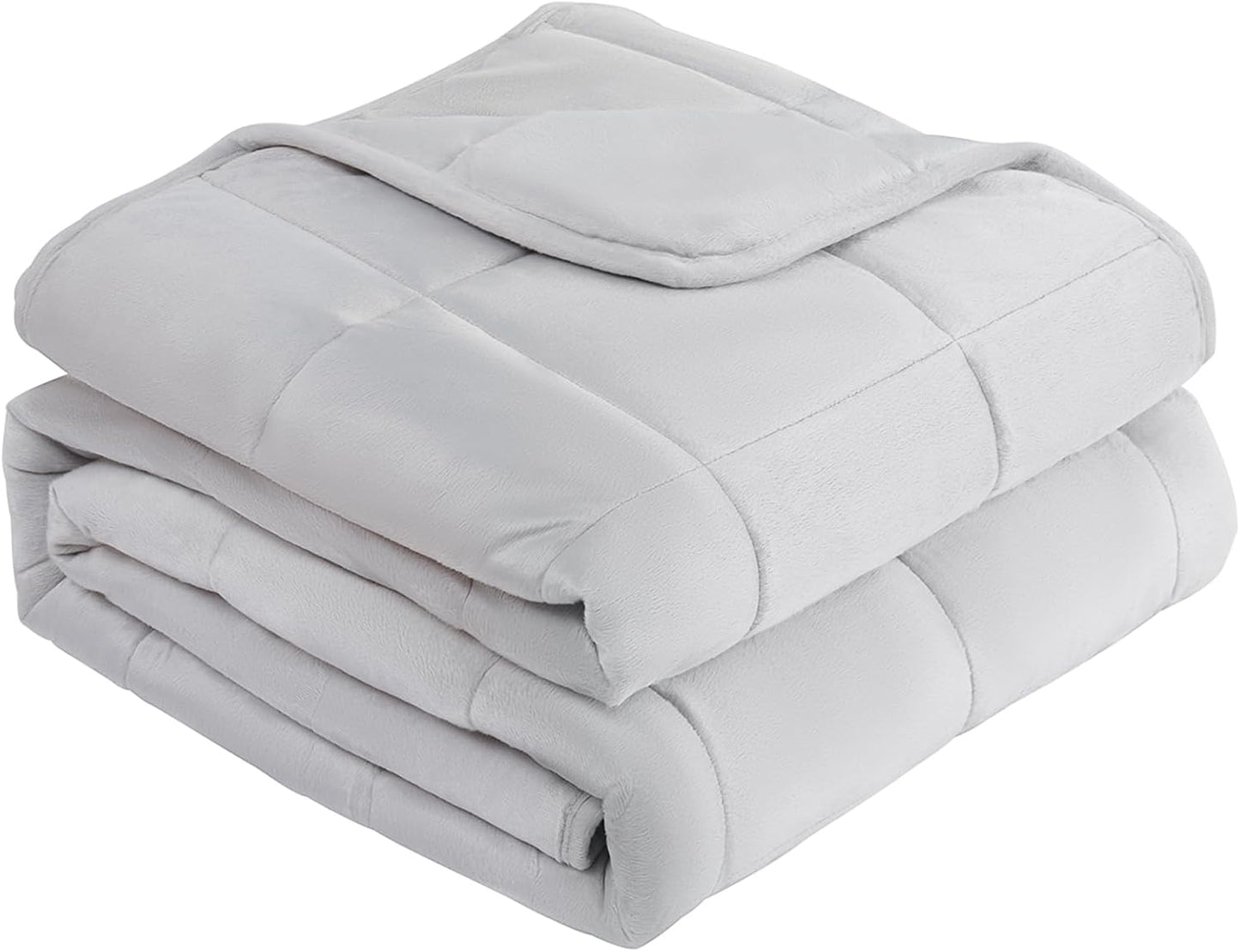 L'AGRATY Weighted Blanket - 60"x80", 15lbs Soft Breathable Heavy Blanket with Minky Material and Glass Beads for Adults, All-Season