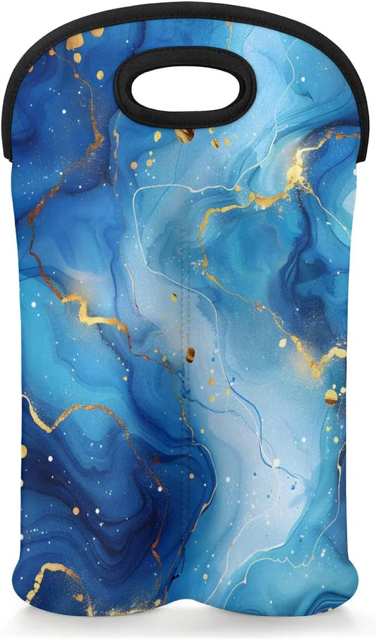 Wine Carrier Tote Personalized Bag for 2 Bottles - Neoprene Wine Bottle Holder with Carry Handle, Wine Protective Bag Insulated Bag Beer Cans Water Bottle Holder for Travel Picnic,Style18