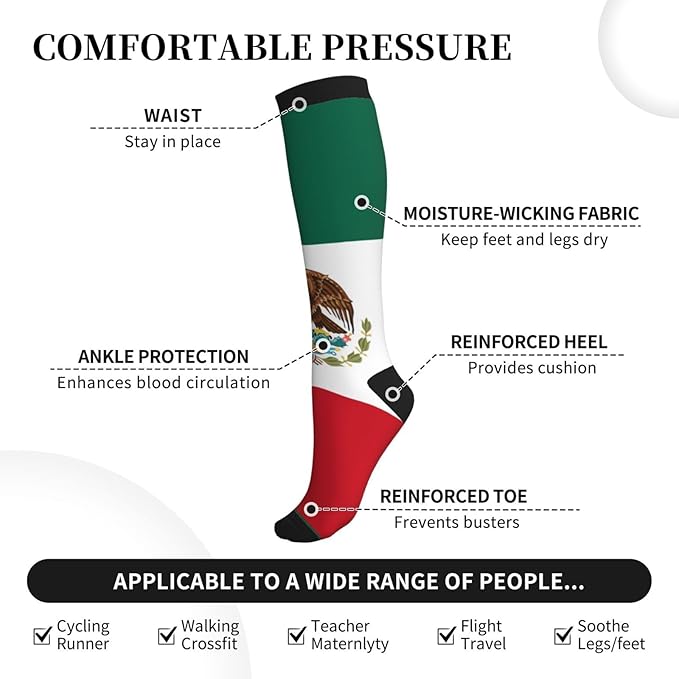Compression Socks Knee High Circulation Support Socks For Women Men Athletic Running Work Hiking Cycling Travel