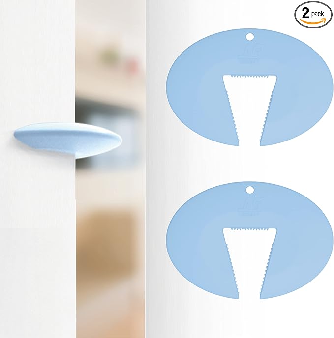 Door Pinch Guard and Door Slam Stopper, Durable Silicone Door Finger Pinch Guard, Prevents Finger Pinch Injuries, Slamming on Even Heavy Doors, Door Safety for Kids, 2 Packs Blue Basic.
