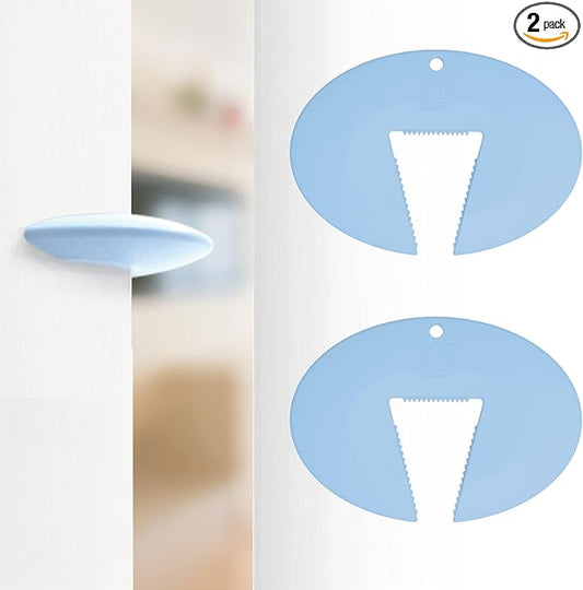 Door Pinch Guard and Door Slam Stopper, Durable Silicone Door Finger Pinch Guard, Prevents Finger Pinch Injuries, Slamming on Even Heavy Doors, Door Safety for Kids, 2 Packs Blue Basic.