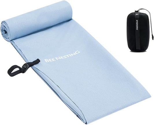 Bee Nesting Ultralight Quick Dry Towels for Backpacking, Microfiber Towel Tavel Accessories for Hiking, Beach, Gym, Swimming, Pocket Sweat Towels(2XL Bule
