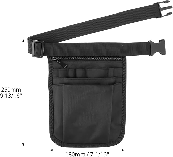 QWORK Medical Organizer Belt, Nurse Storage Bag Waist Bag Pouch for Medical Scissors Care Kit Tool, (Black, 10x7')