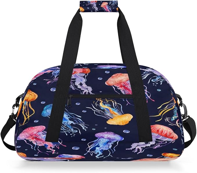 Sports Duffel Bags, Colorful And Cute Jellyfish Water-Resistant Gym Duffle Bag for Men Women, Lightweight Weekender Overnight Bag for Fitness, Workout, Travel