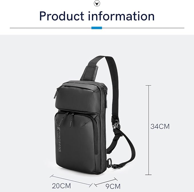 Kingsons Sling Crossbody Bag Anti-theft Chest Shoulder Backpack for Men Waterproof Minimalist Casual Daypack for Travel Gym