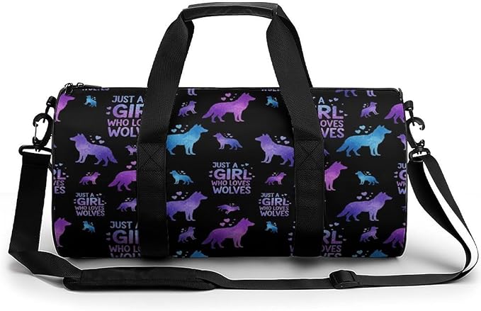Durable Travel Gym Sports Bag Just Girl Who Loves Wolves Workout Lightweight Foldable Overnight Bag Training Workout Bags