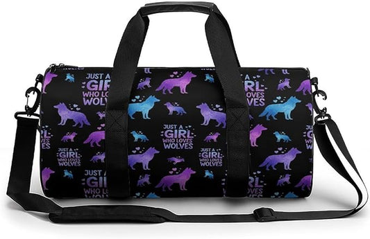 Durable Travel Gym Sports Bag Just Girl Who Loves Wolves Workout Lightweight Foldable Overnight Bag Training Workout Bags