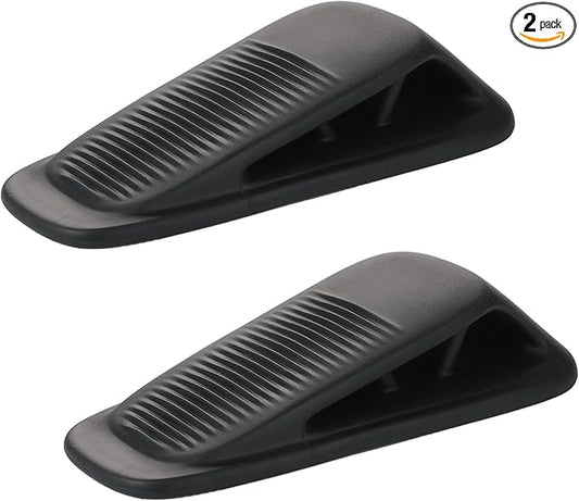 Fursafe&Q Rubber Door Stoppers for Bottom of Door, Door Stop Wedge with Holder, Heavy Duty Doorstops 2 Pack, Wall Protector for Home & Office & School & Commercial Doorstop Keep Open Stack Black
