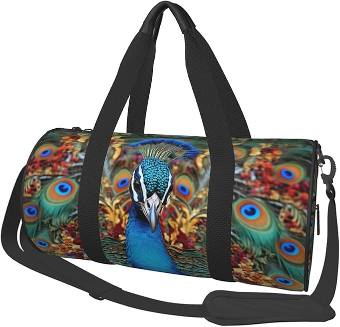 Travel Duffel Bag Lightweight Carry On Weekender Overnight Bags Elegant Peacock Sports Tote Gym Backpack with Adjustable Strap Hospital Bags Foldable Luggage Bag for Women Men