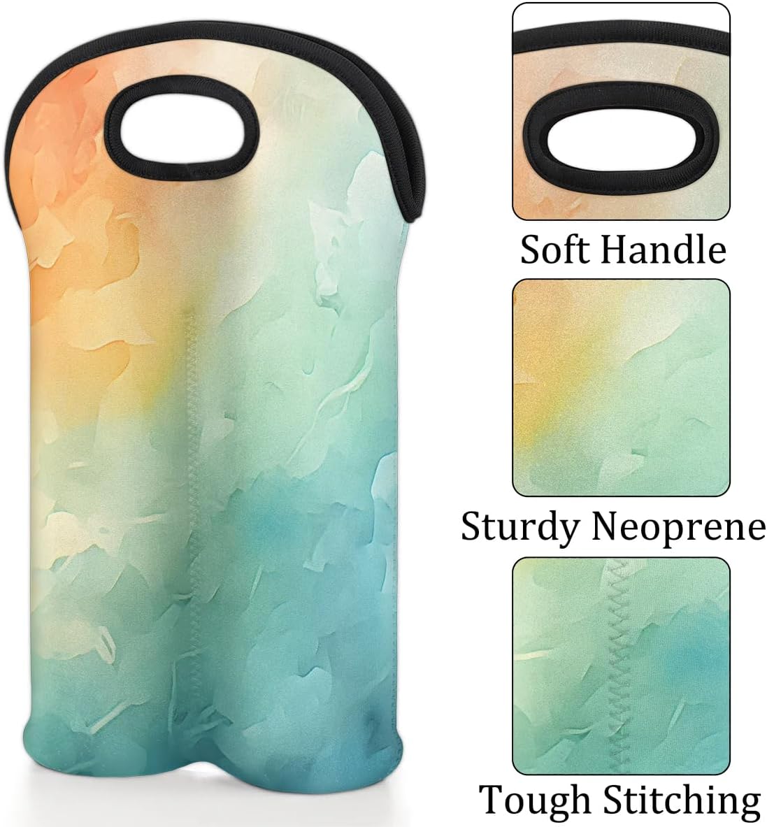 Wine Carrier Tote Bag - 2 Bottle Neoprene Insulated Holder with Soft Grip Handle, Perfect for Travel, Picnic, Gifting