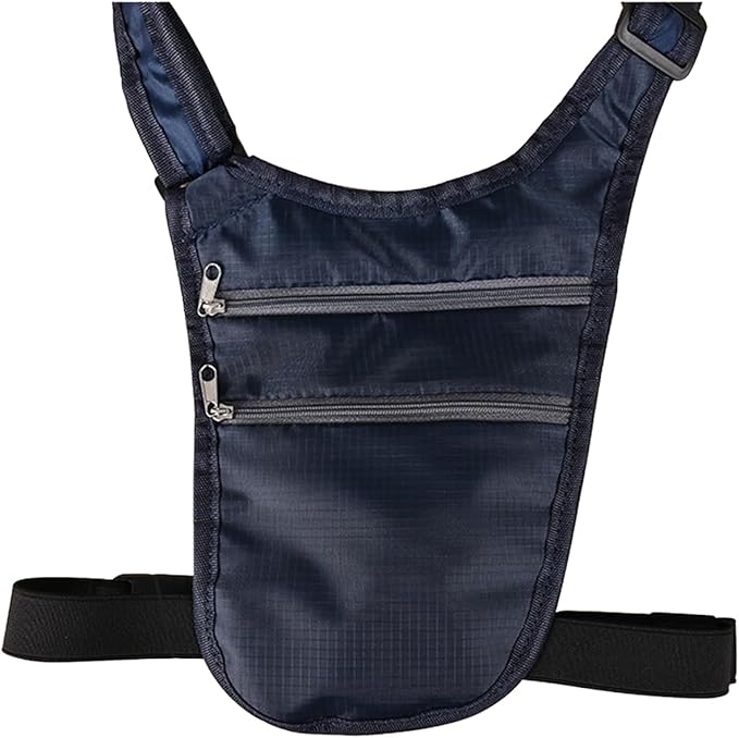 Travel Money Belt Body Contoured Slim Anti Theft Passport Holder Unisex Adjustable Waist Wallet with Secure Zipper（dark blue）