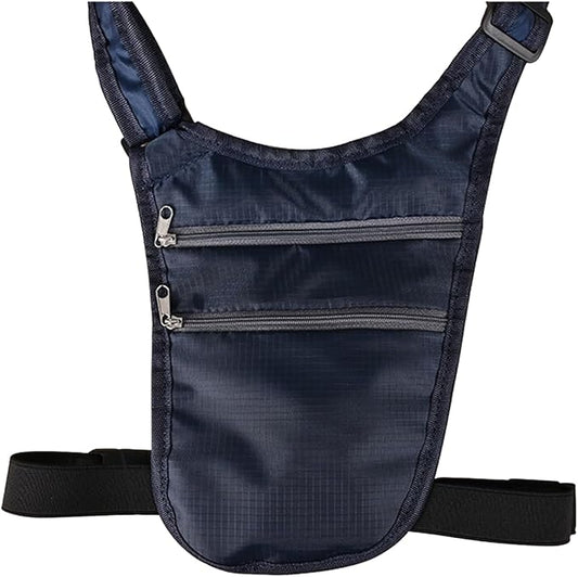 Travel Money Belt Body Contoured Slim Anti Theft Passport Holder Unisex Adjustable Waist Wallet with Secure Zipper（dark blue）