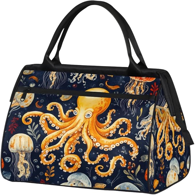 Octopus Overnight Weekender Bag for Women Men Travel Duffel Bags Waterproof Luggage Carry on Sports Yoga Gym Bag