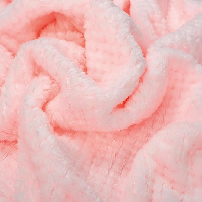 Fuzzy Blanket or Fluffy Blanket for Baby, Soft Warm Cozy Coral Fleece Toddler, Infant or Newborn Receiving Blanket for Crib, Stroller, Travel, Decorative, 30”×40”, Baby Pink+Baby Pink