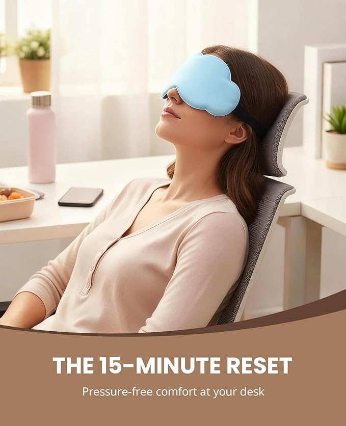 Sleep Mask for Side Sleeper Men Women, Soft Zero Eye Pressure 3D Clouded Sleeping Mask, Breathable Sleep Eye Mask with Adjustable Elastic Strap for Sleep Travel Nap, Blue
