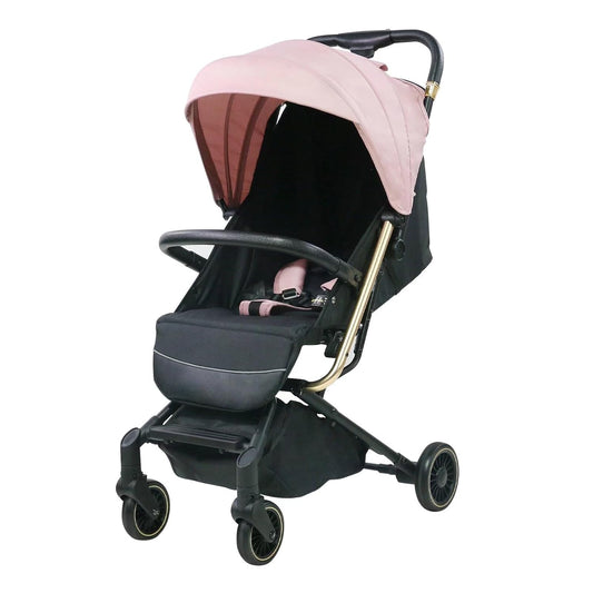 Lightweight Baby Stroller,Ultra Compact & Airplane-Friendly Travel Stroller, One-Handed Folding for Toddler, Only 13lbs,with Sleep Shade, Oversize Basket (Pink)