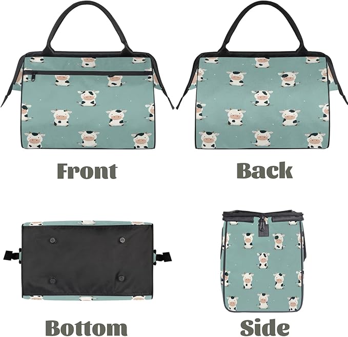 Cute Cartoon Light Blue Cow Travel Duffel Bag, Waterproof Sports Gym Duffle Bag, Large Capacity Weekender Carry On Overnight Bags for Women Men