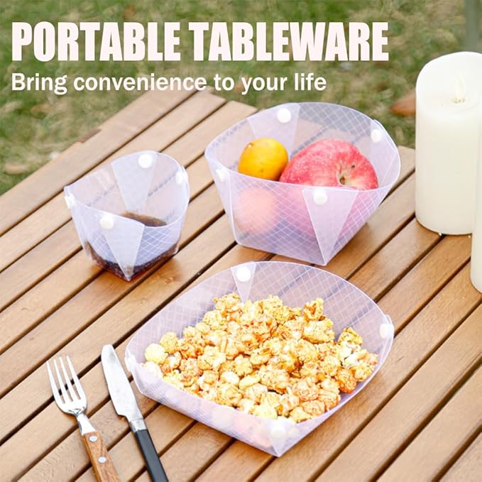 Collapsible Bowl Set of 4,Portable Camping Tableware,Snapfold Plastic Bowls,Food Grade Material Free Folding Bowl for Outdoor Camping Hiking Family Picnic Gatherings Business.