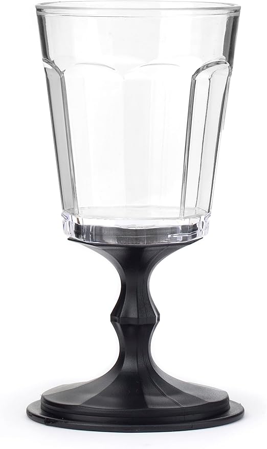 Kikkerland Portable Wine Glass, Stackable CompactTravel Glasses with Strap, Black, Set of 2