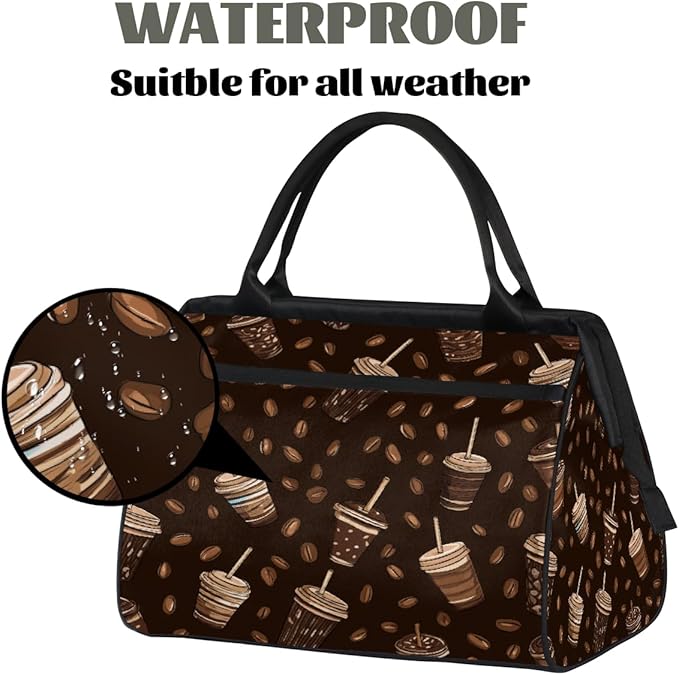 Travel Duffel Bag, Coffee Cup Beans Waterproof Sports Gym Duffle Bag, Large Capacity Weekender Carry On Overnight Bags for Women Men