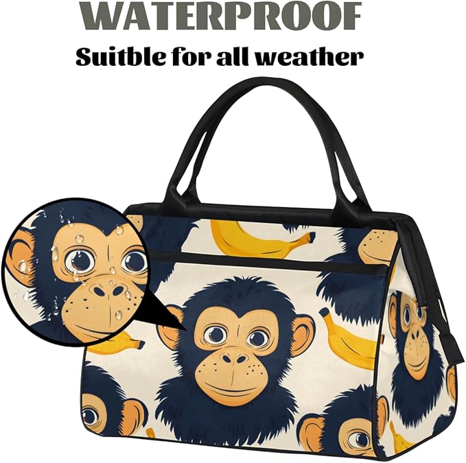 Monkey Overnight Weekender Bag for Women Men Travel Duffel Bags Waterproof Luggage Carry on Sports Yoga Gym Bag