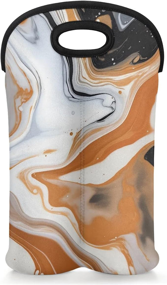 Wine Carrier Tote Personalized Bag for 2 Bottles - Neoprene Wine Bottle Holder with Carry Handle, Wine Protective Bag Insulated Bag Beer Cans Water Bottle Holder for Travel Picnic,Style3