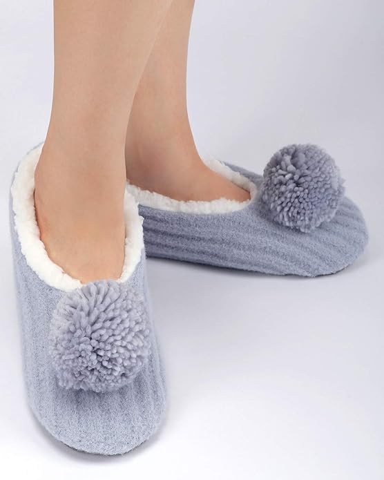 Panda Bros Slipper Socks for Women Grippers, Fuzzy Cozy Fleece Slipper Socks, Soft, Warm House Slippers